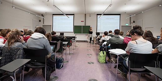 Im ersten Studienabschnitt werden den Studierenden Grundkenntnisse in Ökonomie, Management, Recht und Statistik vermittelt.